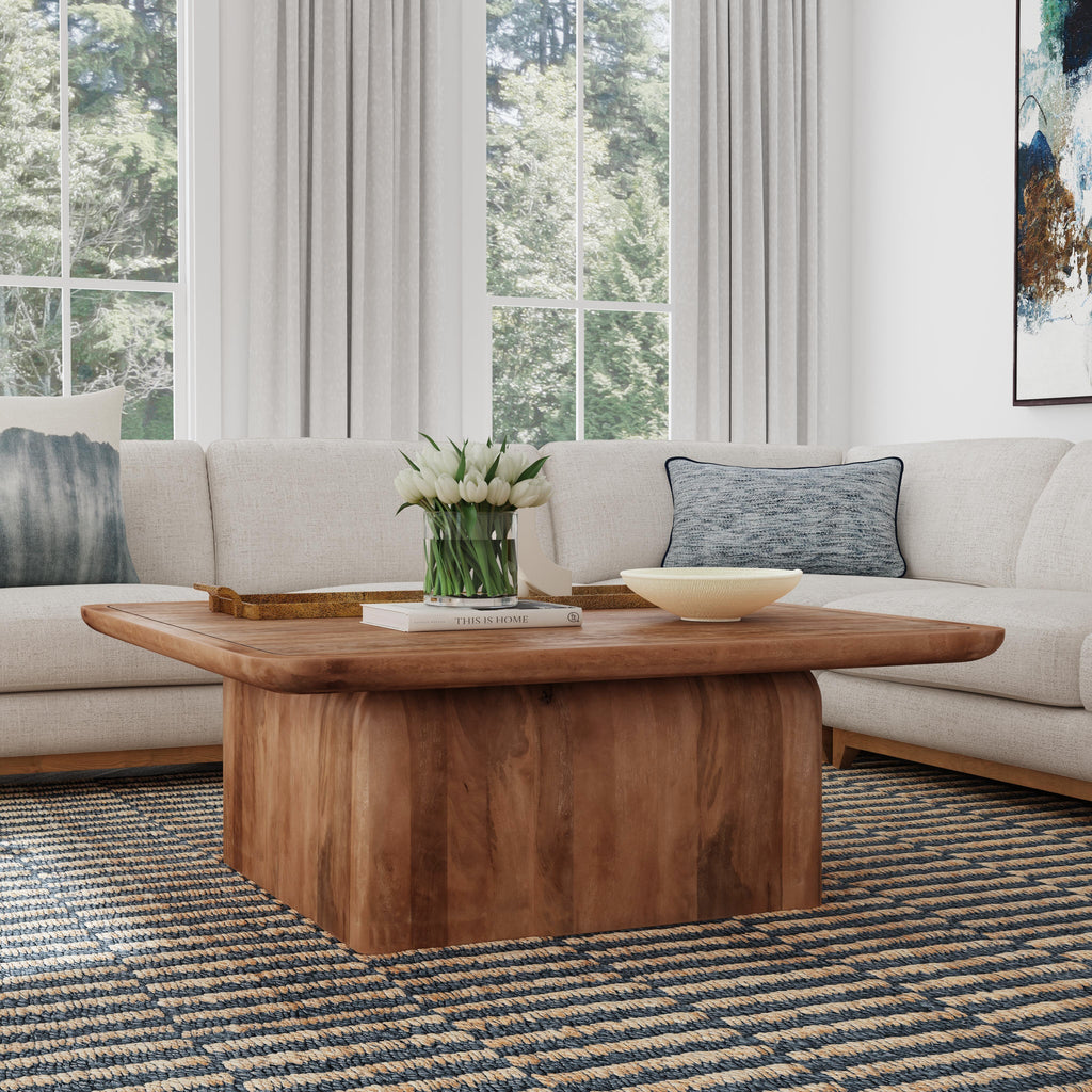 Chloe Solid Wood Square Coffee Table - Hickory Brown
