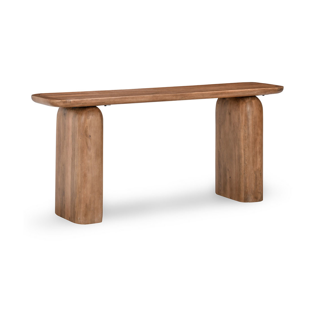 Chloe Solid Wood Rectangle Console Table - Hickory Brown