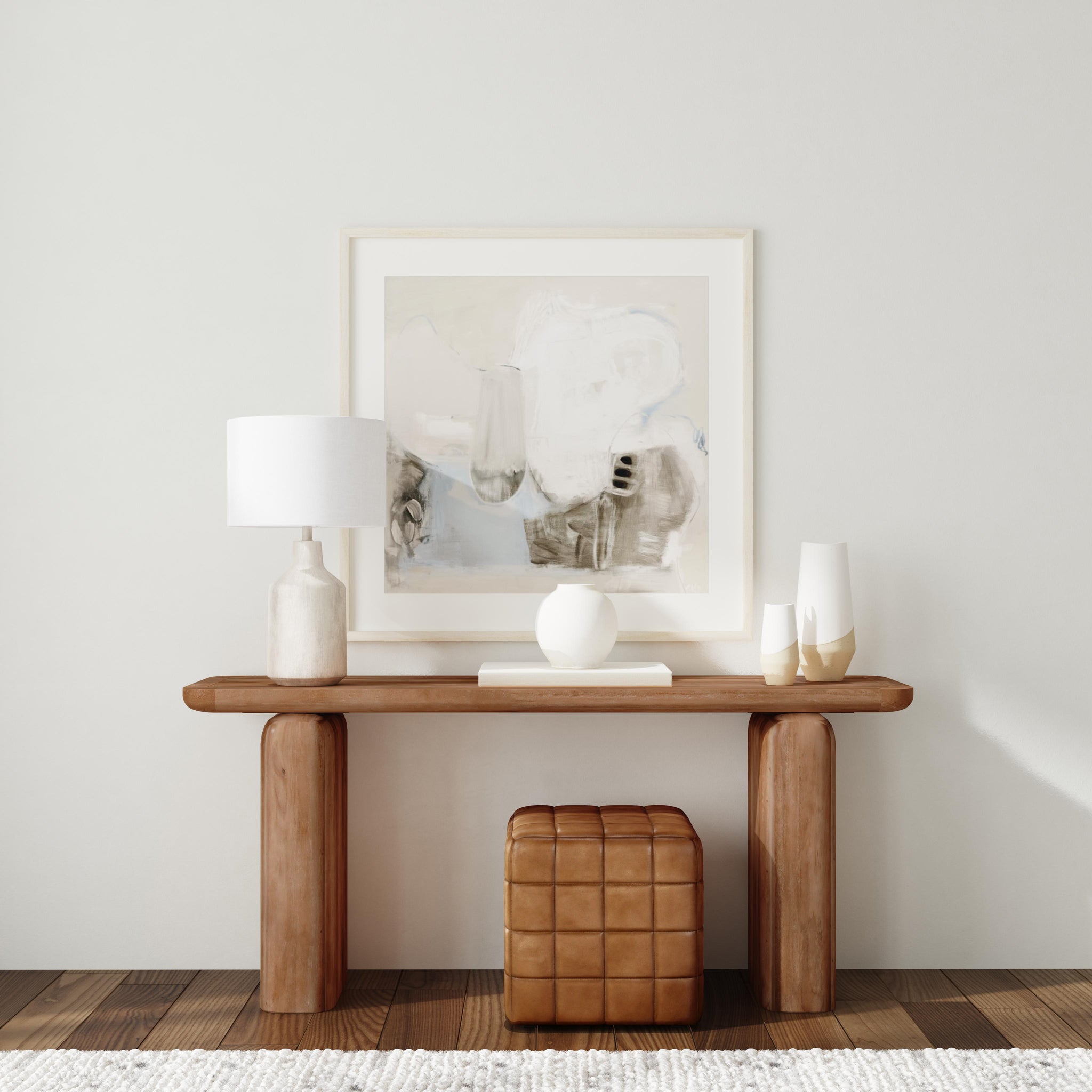 Chloe Solid Wood Rectangle Console Table - Hickory Brown