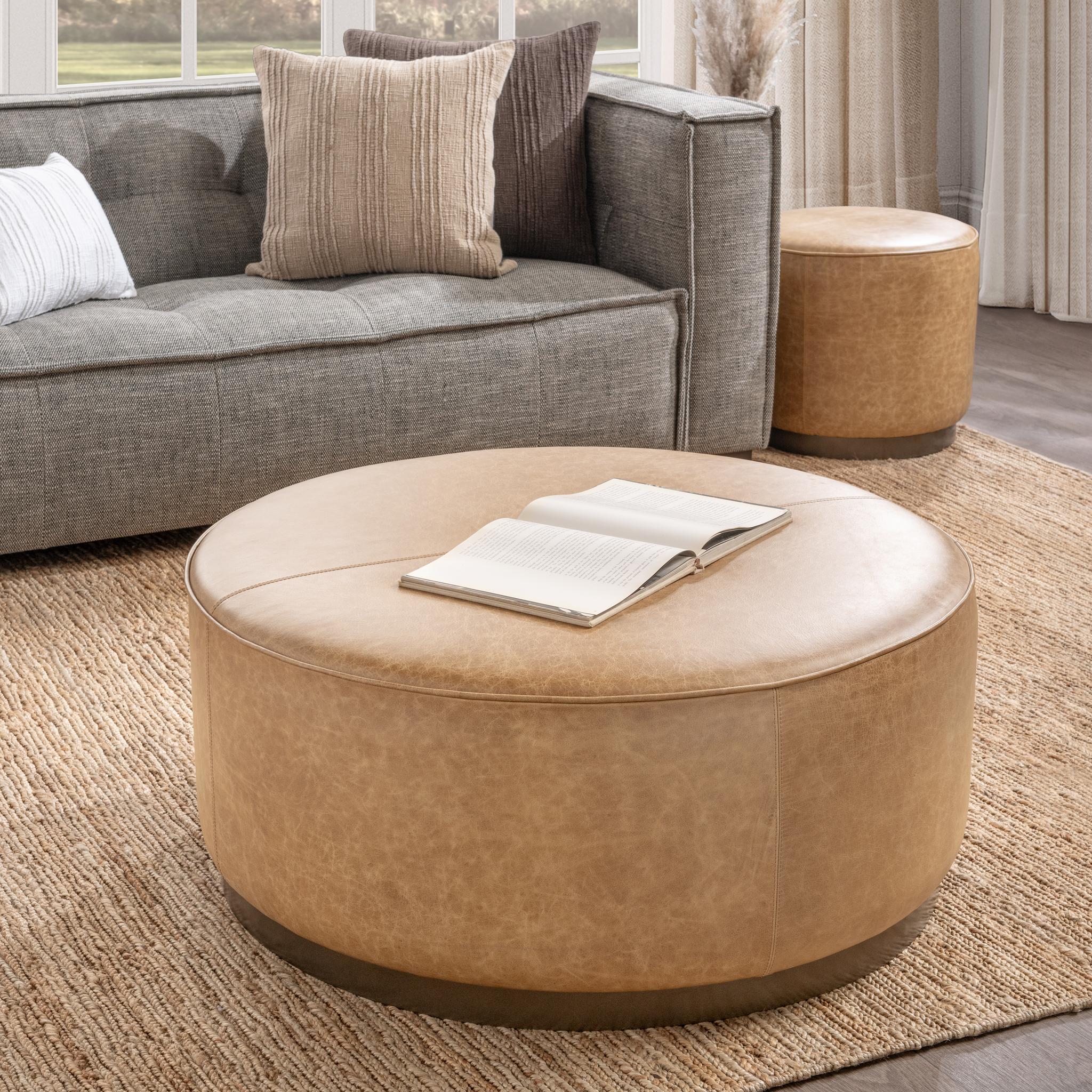 Clair 40" Round Ottoman - Chestnut