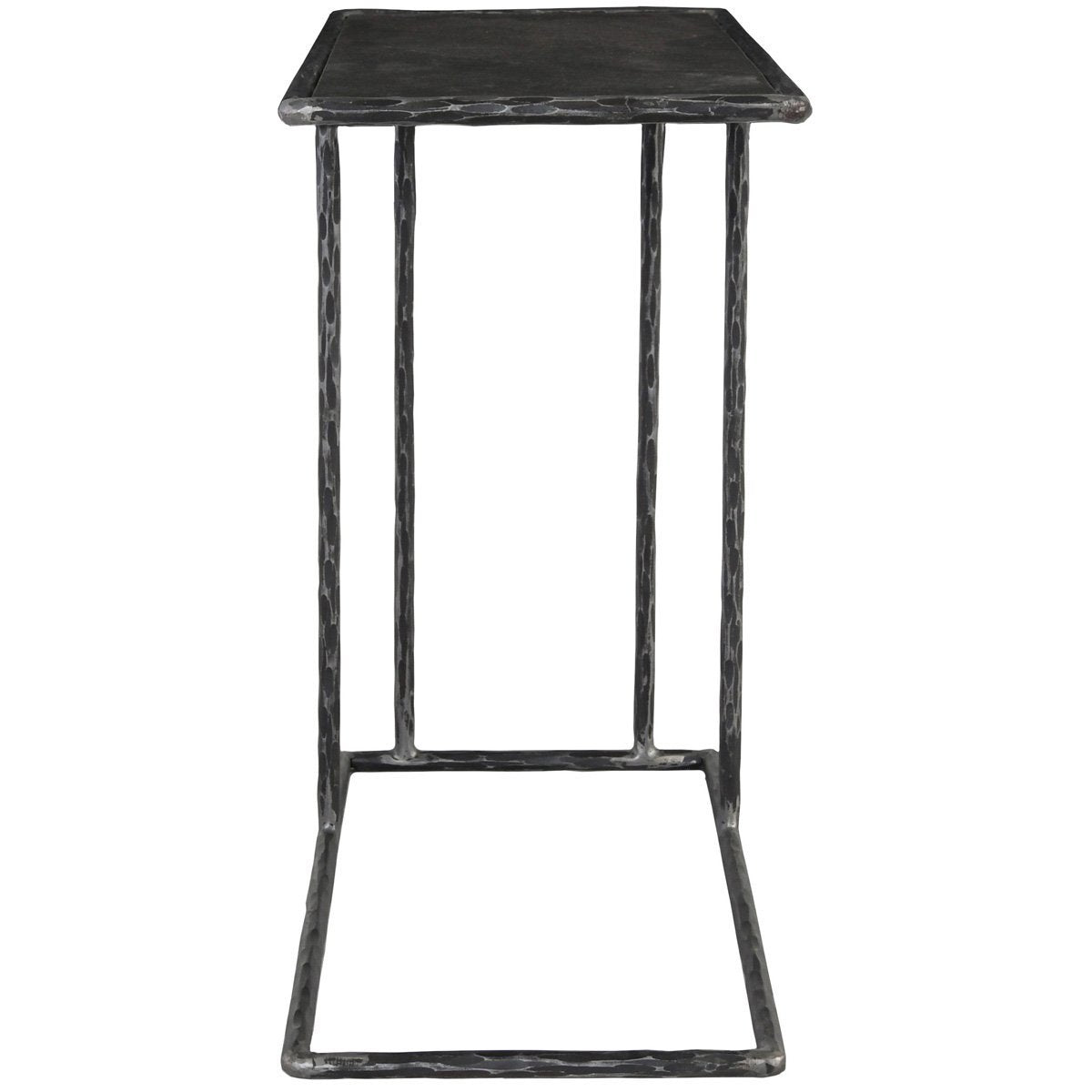 Arlo Stone/Iron Rectangle Accent Table - Hammered Metal/Blue Stone