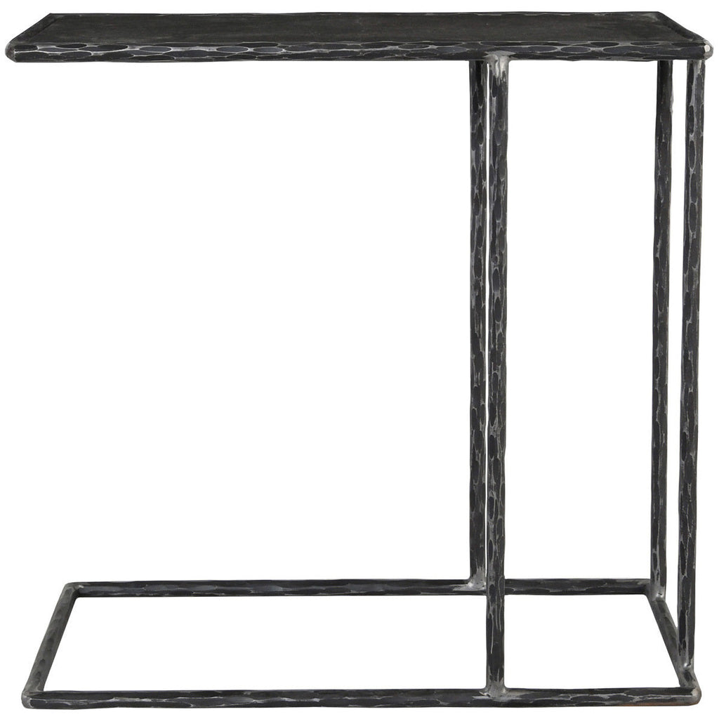Arlo Stone/Iron Rectangle Accent Table - Hammered Metal/Blue Stone
