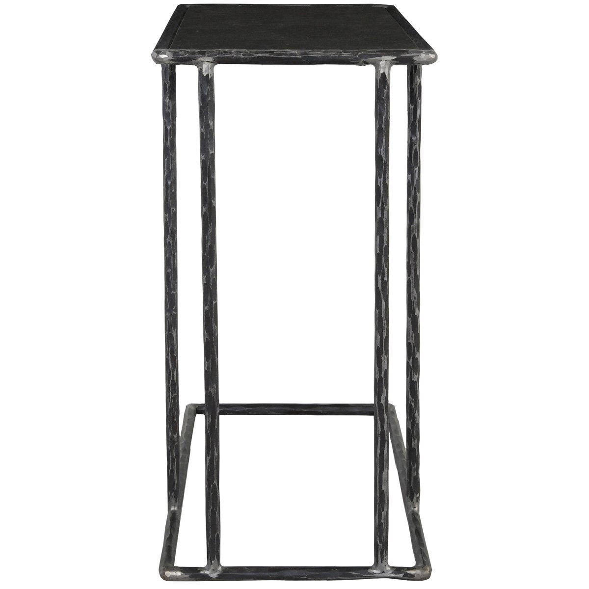 Arlo Stone/Iron Rectangle Accent Table - Hammered Metal/Blue Stone