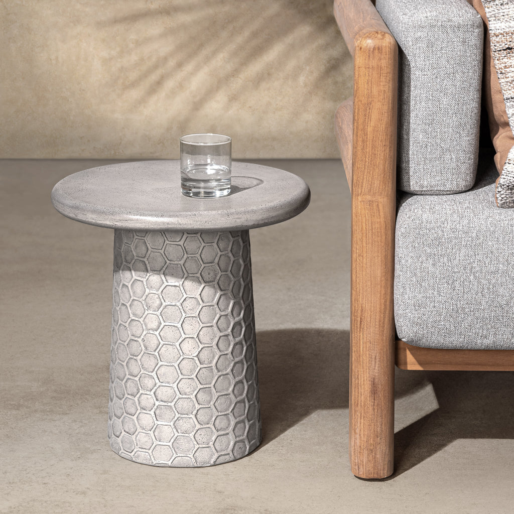 Delaine 17" Outdoor Accent Table - Light Gray