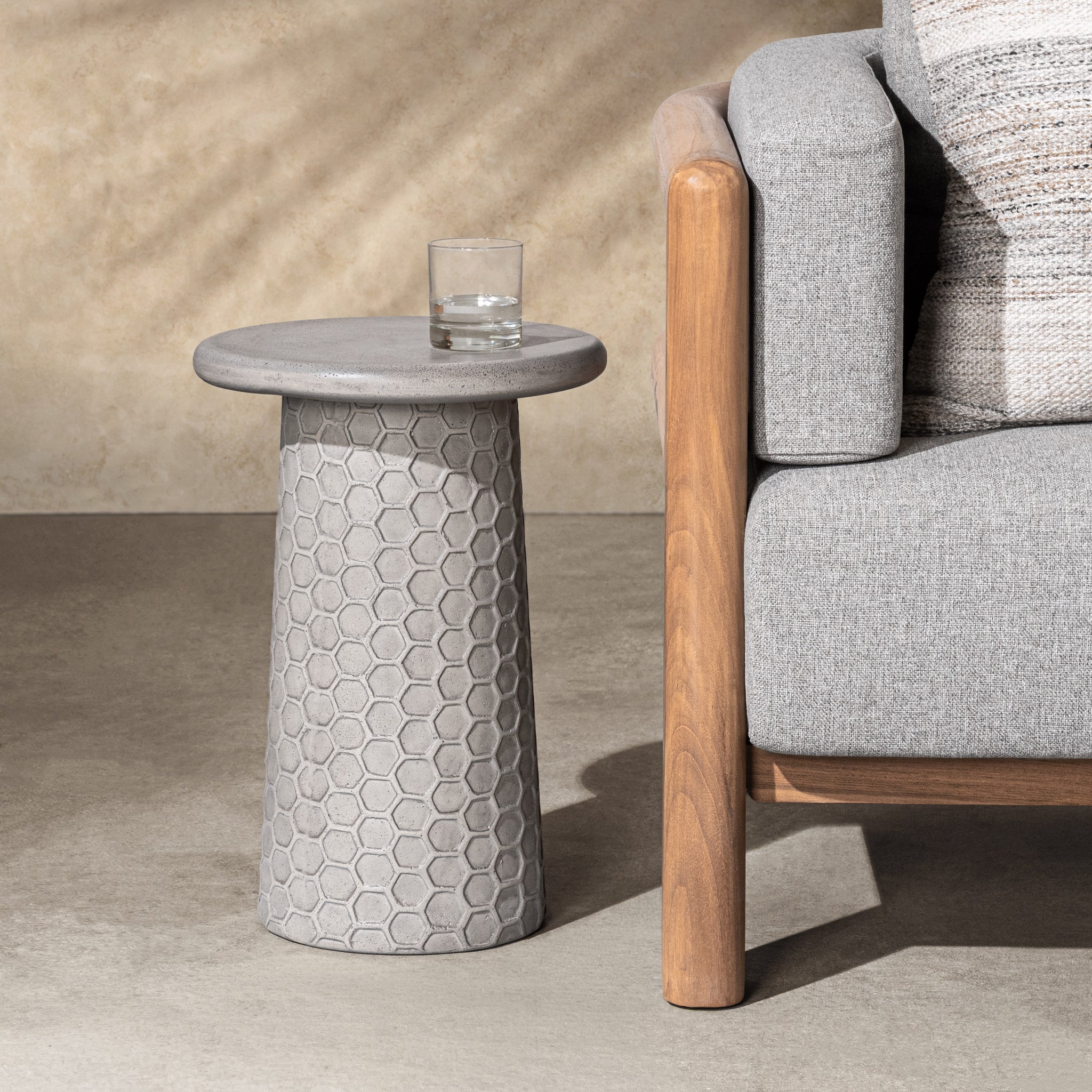 Delaine 20" Outdoor Accent Table - Light  Gray