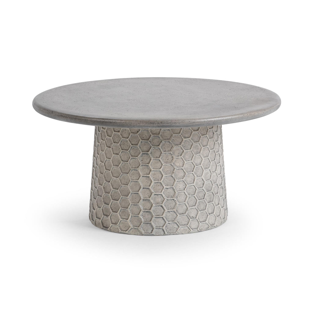 Delaine Outdoor Round Coffee Table - Light Gray