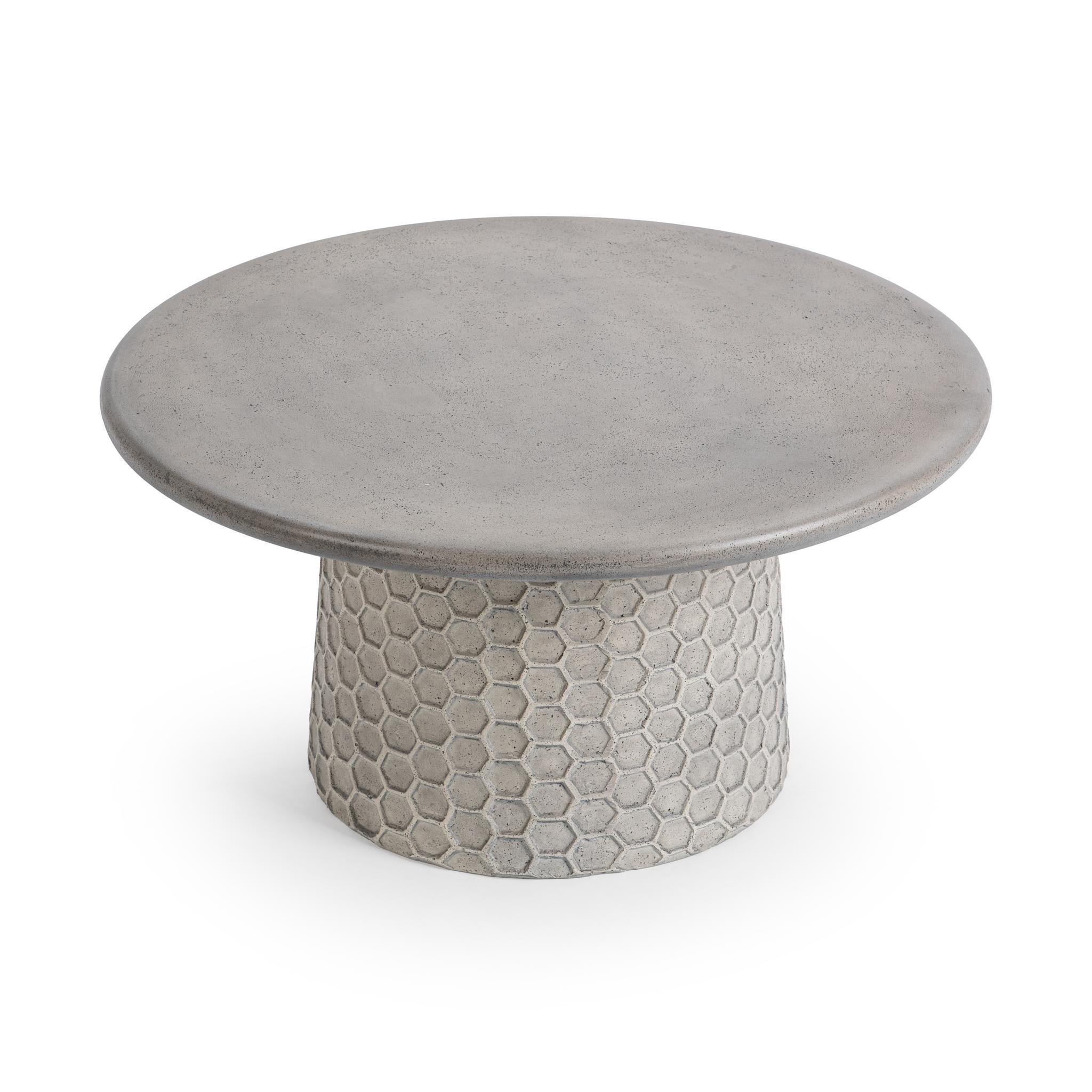 Delaine Outdoor Round Coffee Table - Light Gray