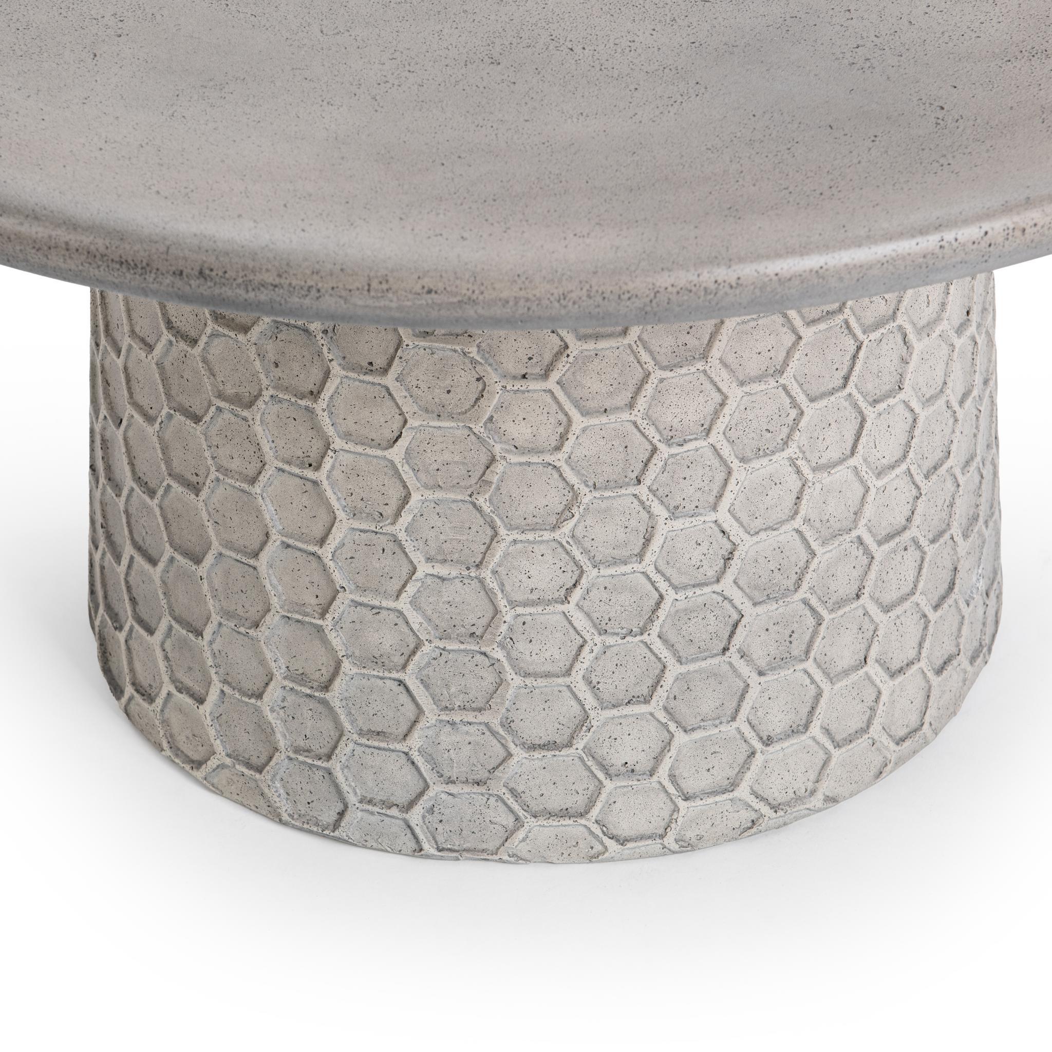 Delaine Outdoor Round Coffee Table - Light Gray