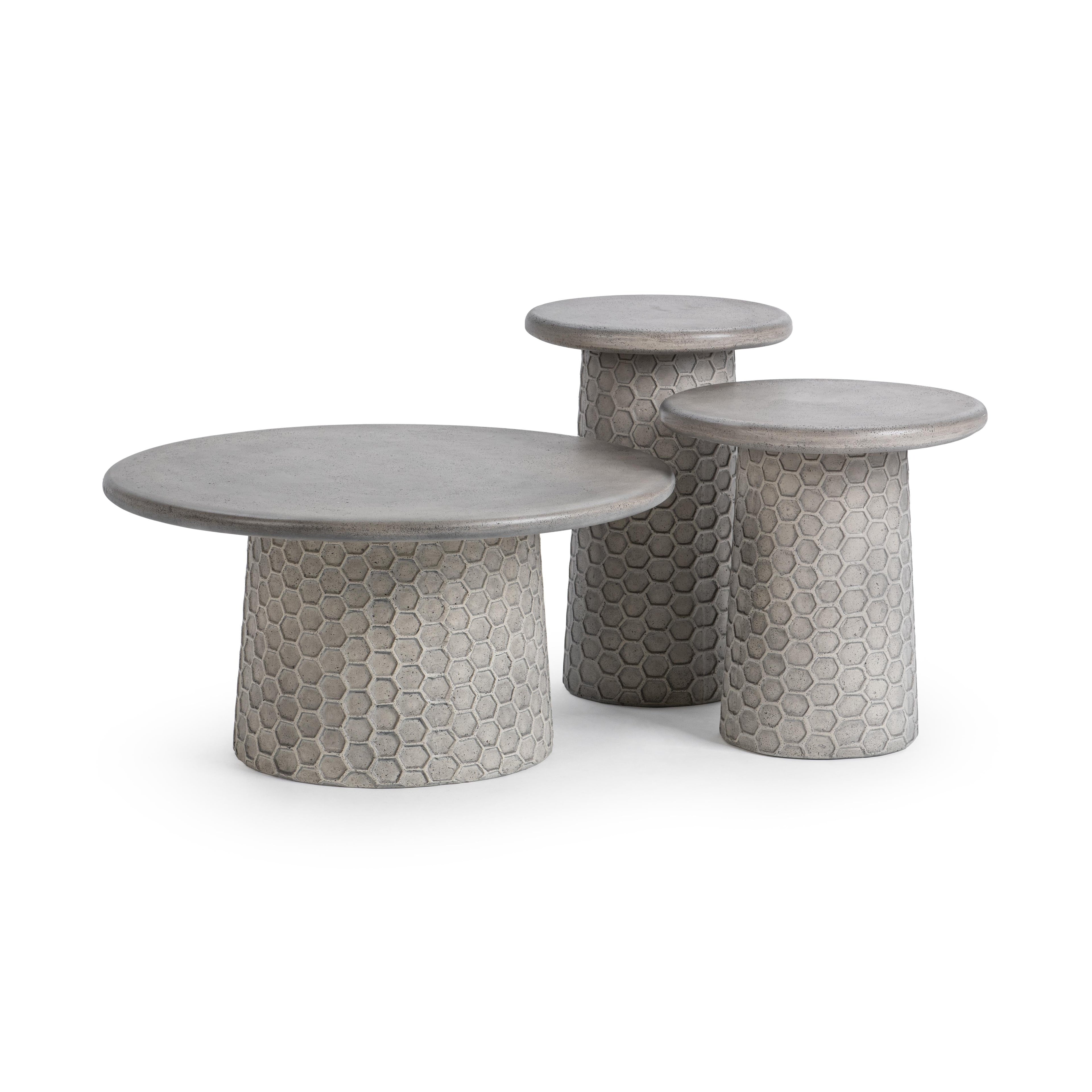 Delaine Outdoor Round Coffee Table - Light Gray