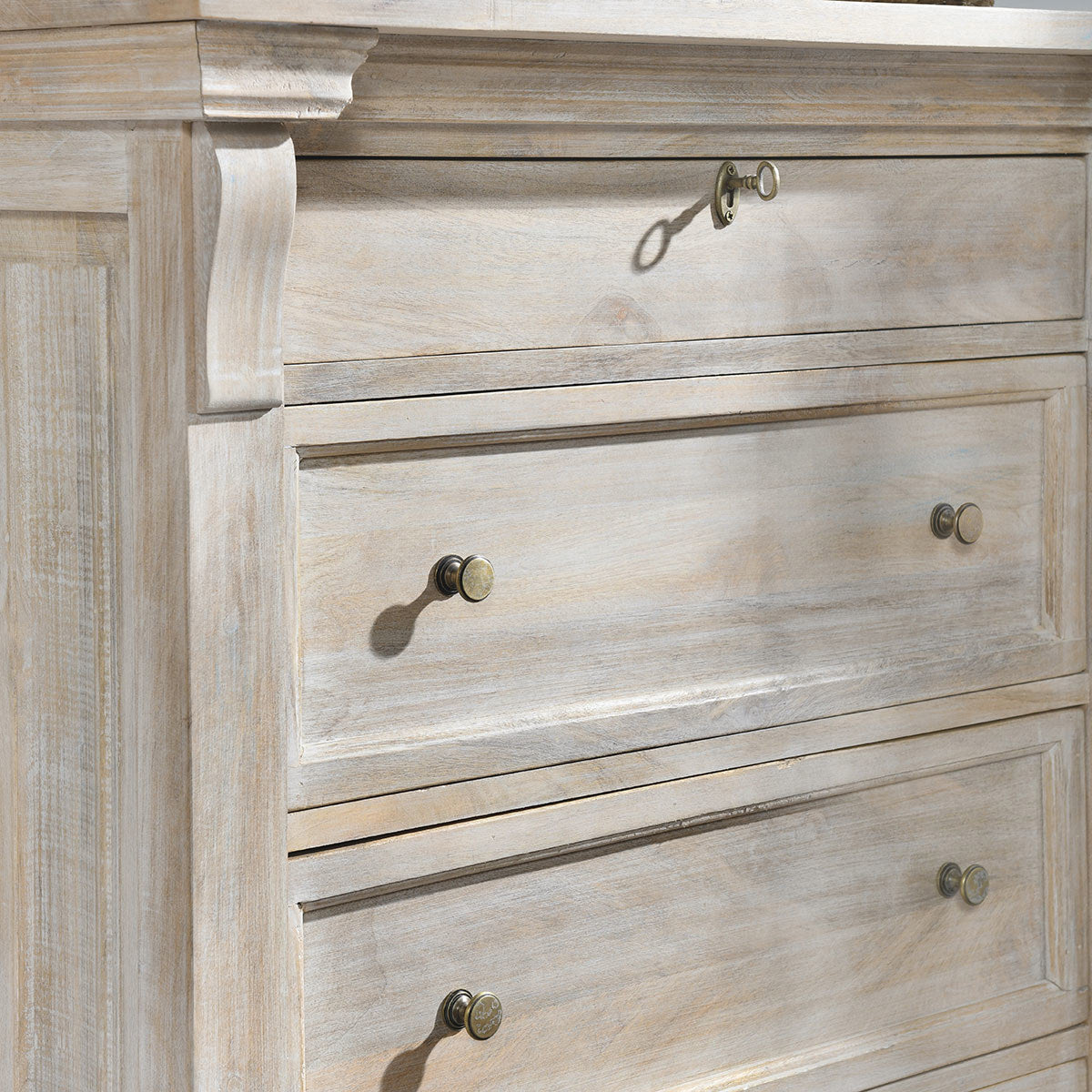 Adelaide Solid Wood 6Dwr Chest - Natural Cream Wash