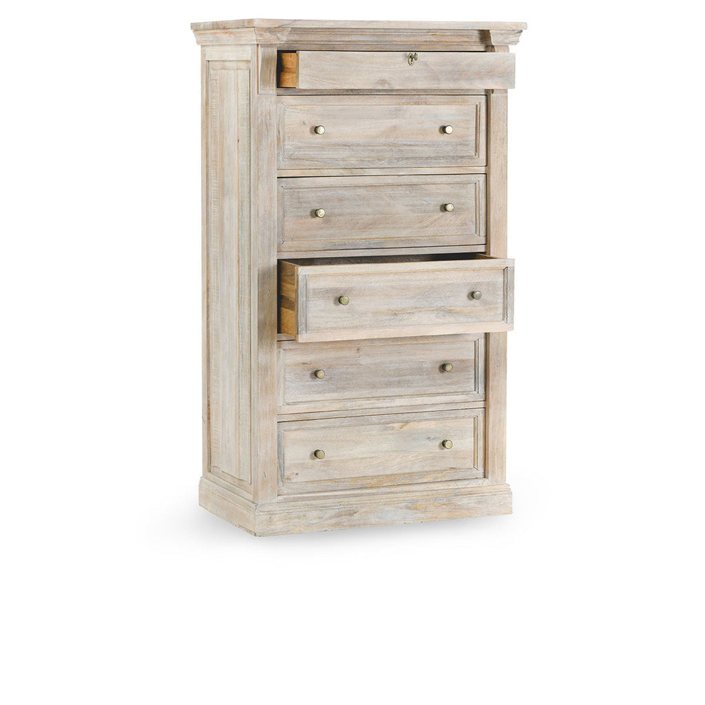 Adelaide Solid Wood 6Dwr Chest - Natural Cream Wash