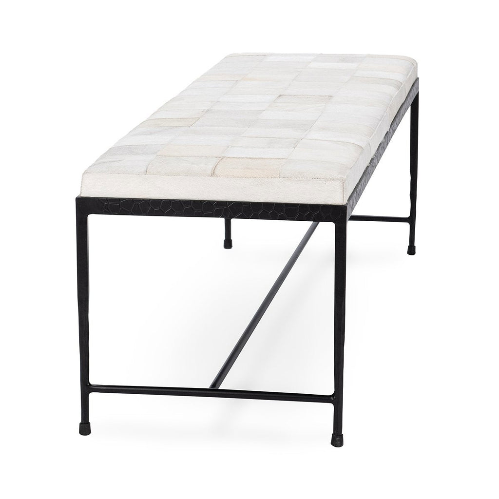 Achen Hide 60" Bench - Dusty Cream