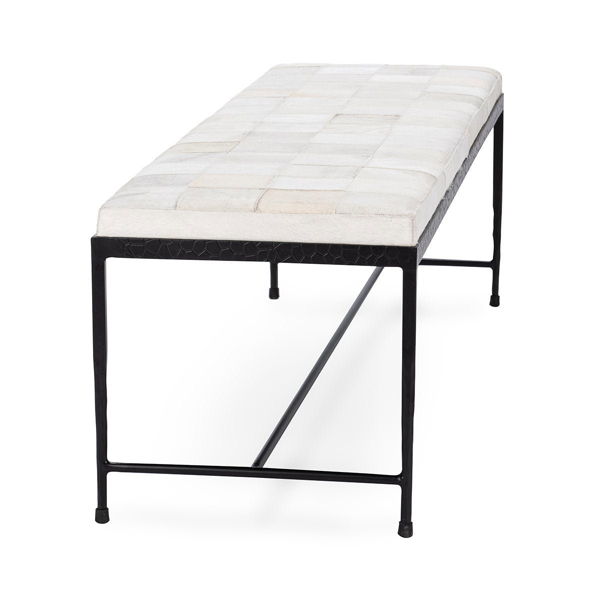 Achen Hide 60" Bench - Dusty Cream