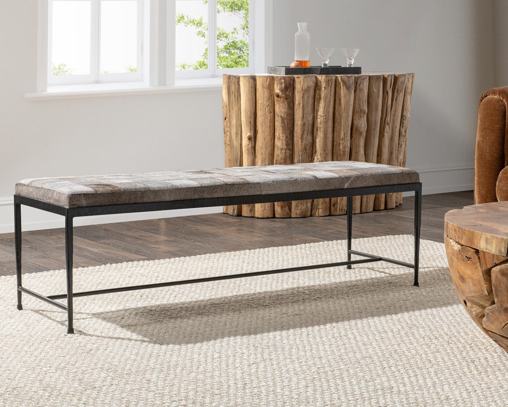Achen Hide 60" Bench - Sparrow Gray