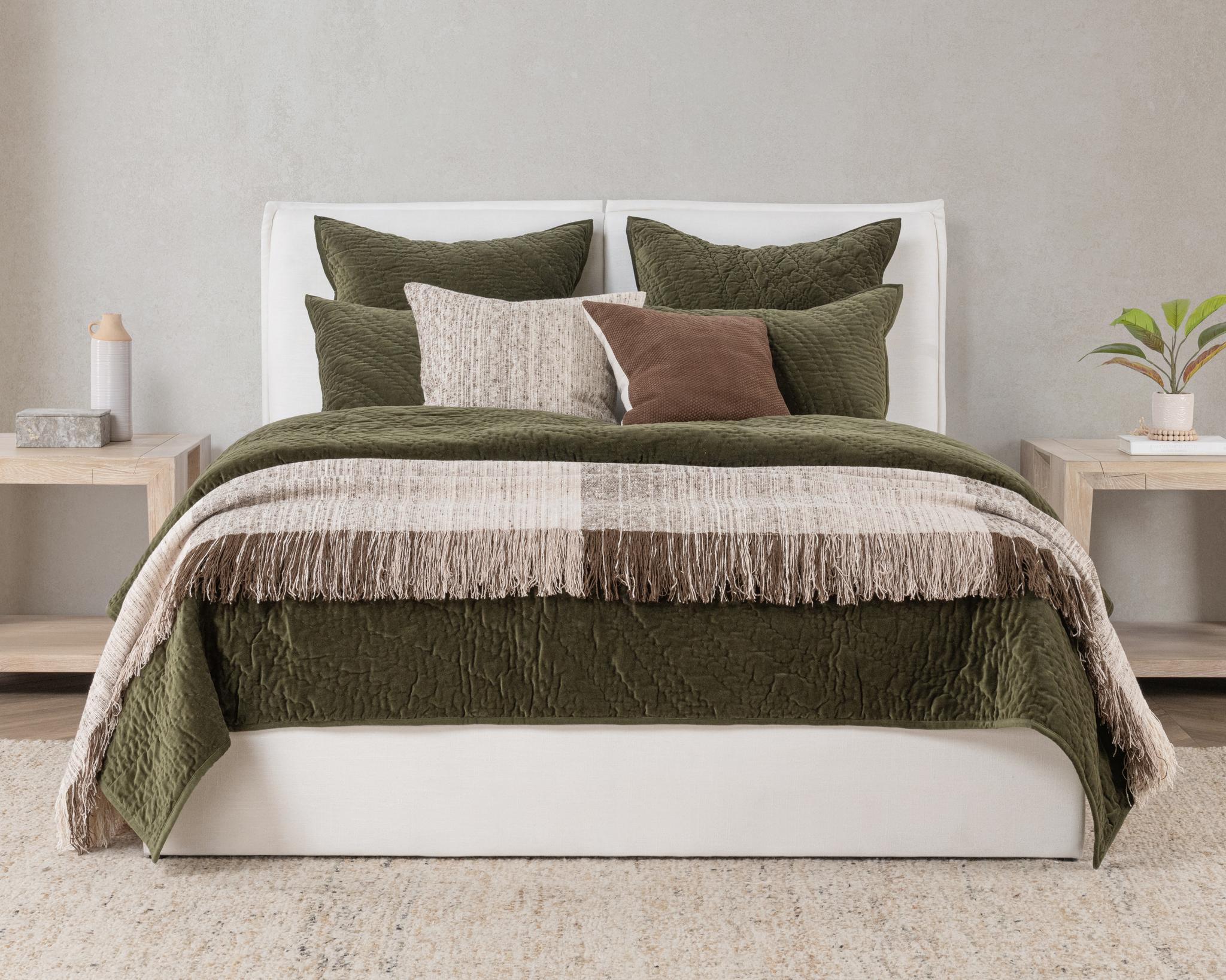 Elms Velvet Quilt Collection - Loden Green